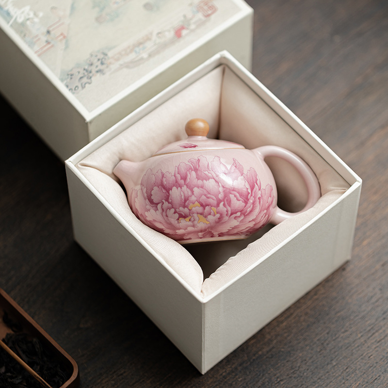 國色天香仿古粉汝牡丹西施壺