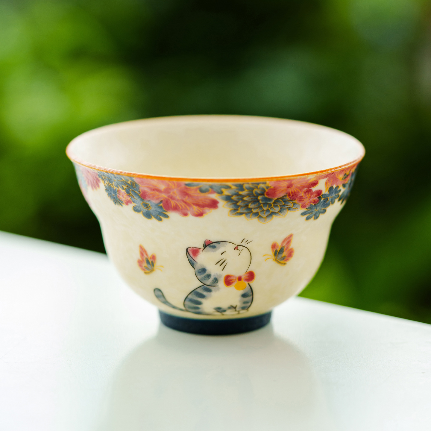 岩礦白蝶戀花萌貓福祿杯