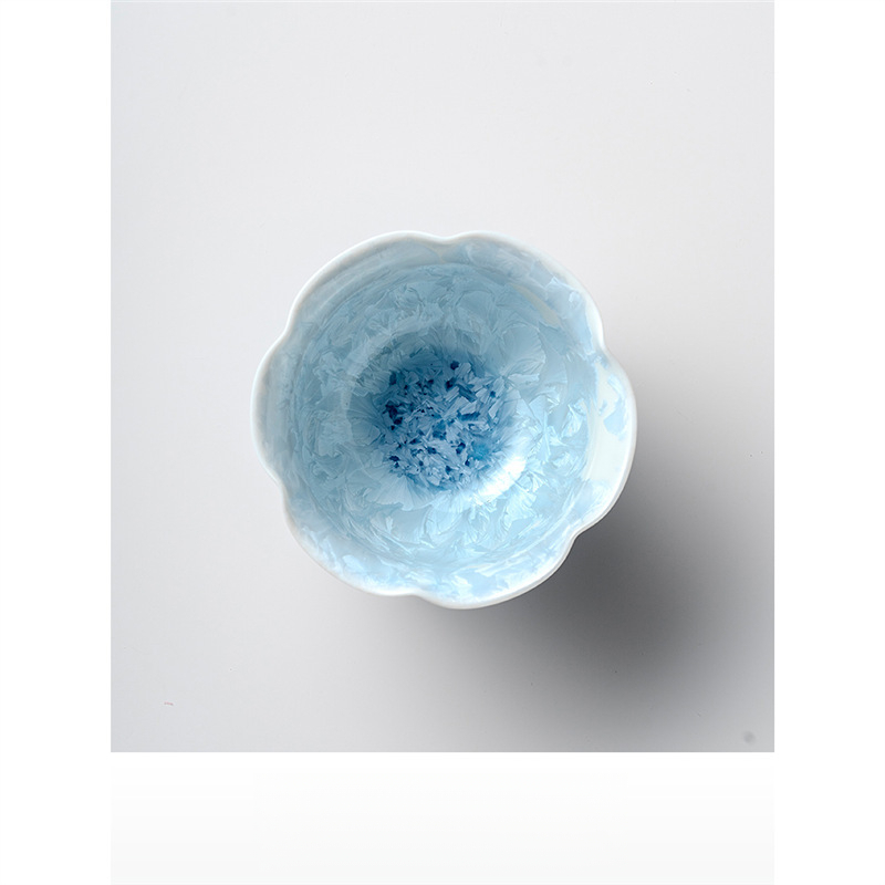 結晶釉窯變花口主人杯單杯