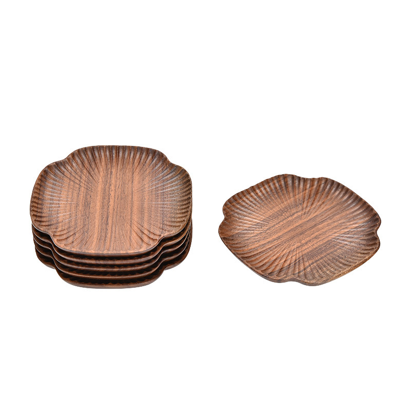 黑胡桃木手工雕刻茶托