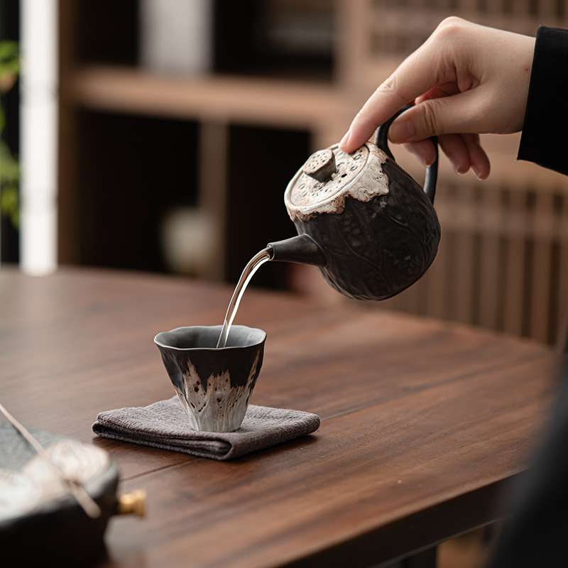 侘寂風手工粉引粗陶整套茶具套裝