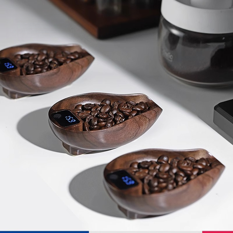 胡桃木手沖電子稱豆盤