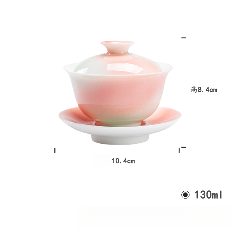 西柚茉莉陶瓷三才蓋碗