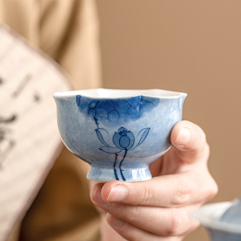 藍蓮花花蕾茶杯