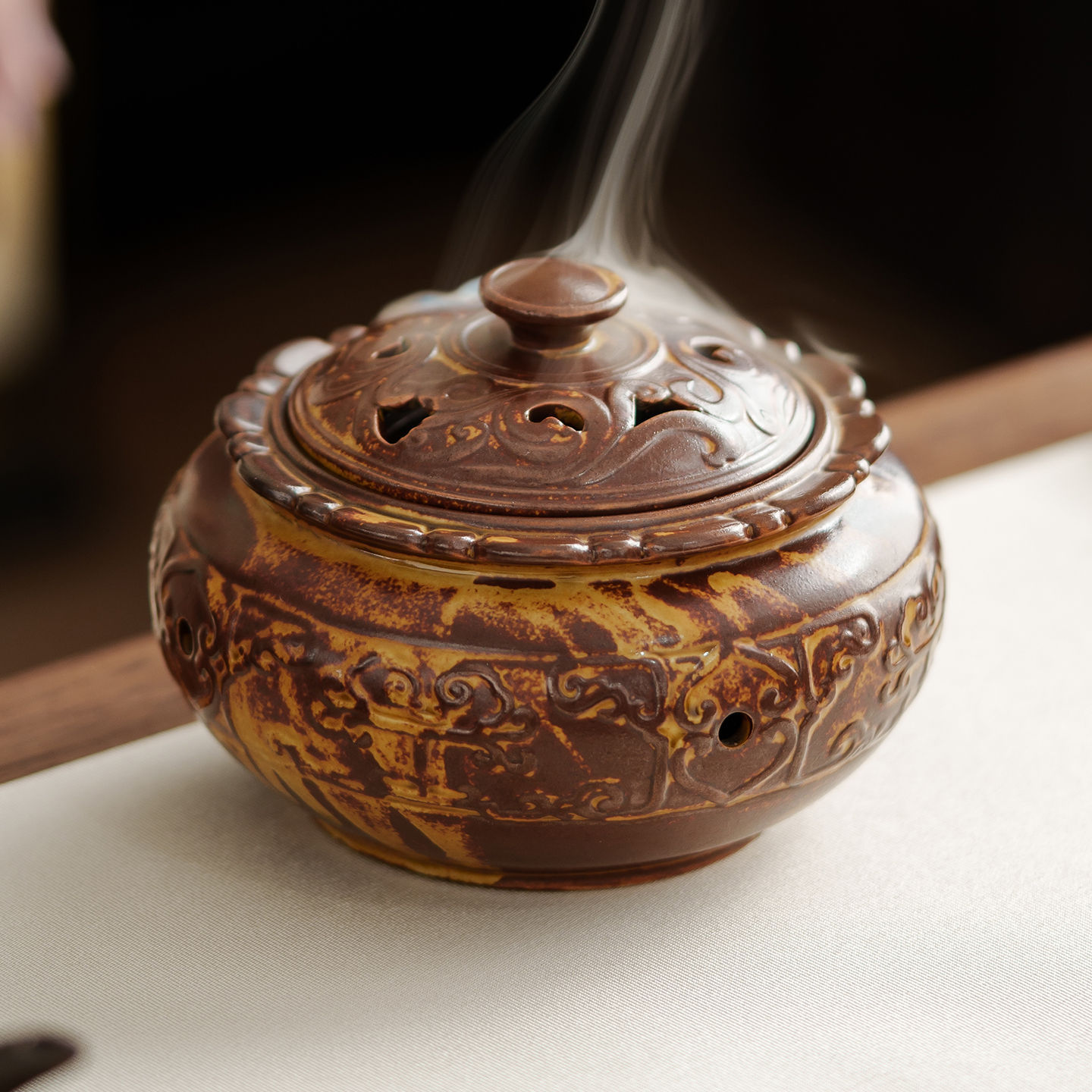 窯變蓮花香爐