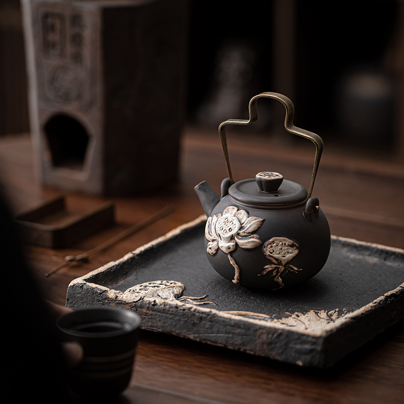 侘寂風蓮花圓韻提梁壺
