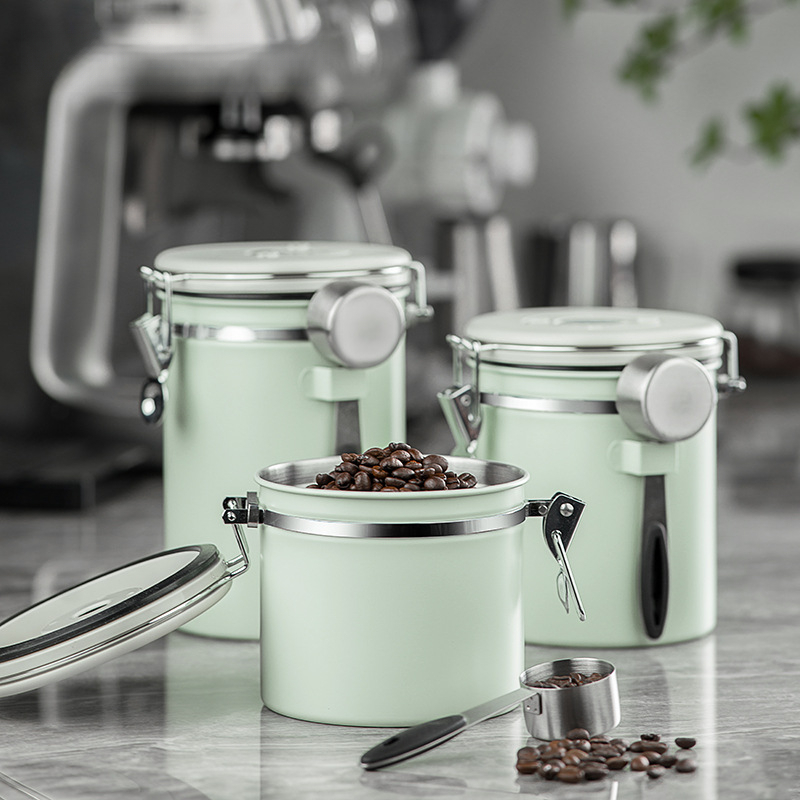 薄荷綠咖啡豆密封罐