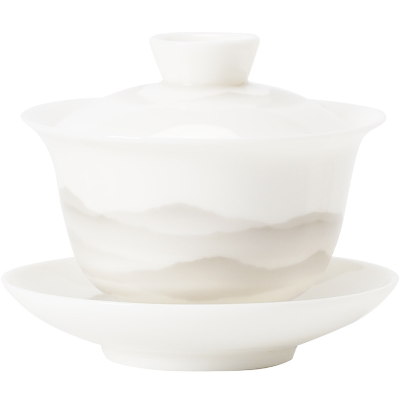 羊脂玉蓋碗功夫茶具泡茶碗