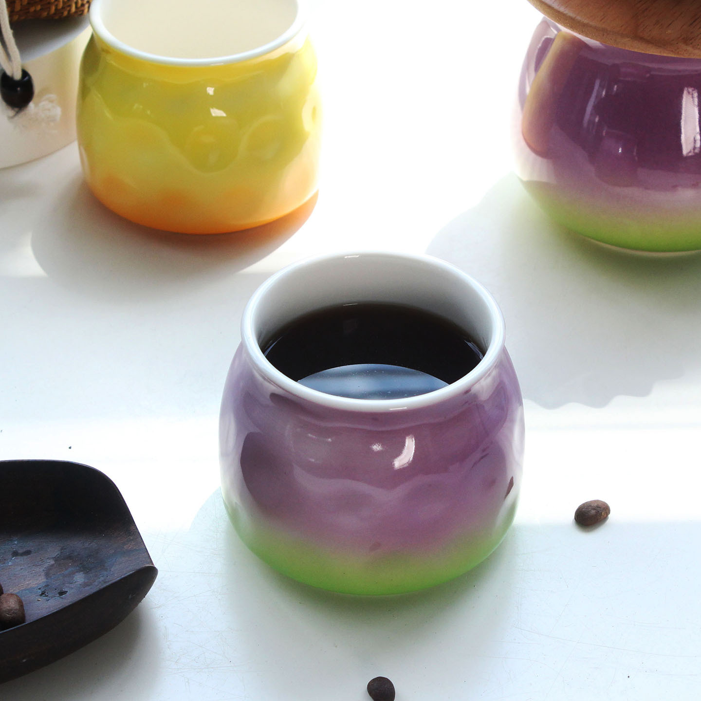 釉下彩雙拼色咖啡品鑒杯