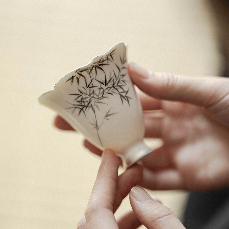 手繪竹子花瓣主人杯