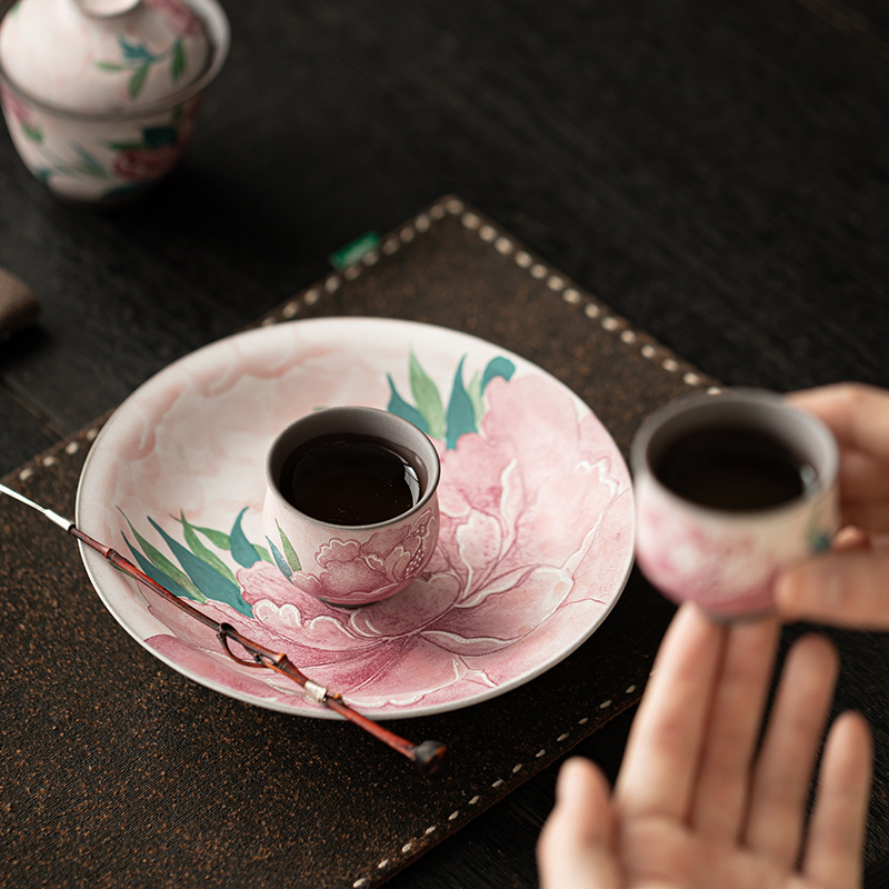 老岩泥淡妝牡丹壺承