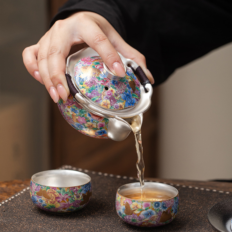 琺瑯彩鎏銀高端功夫茶具套裝