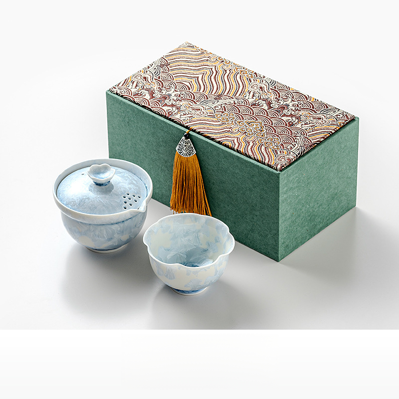 結晶釉窯變花口主人杯單杯