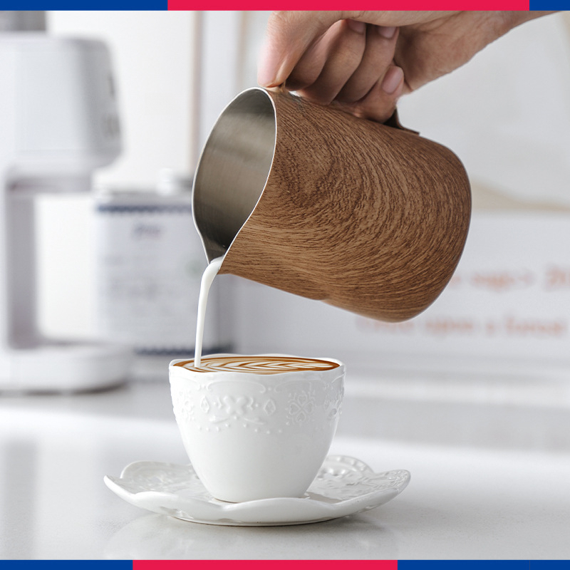 復古木紋色咖啡拉花缸