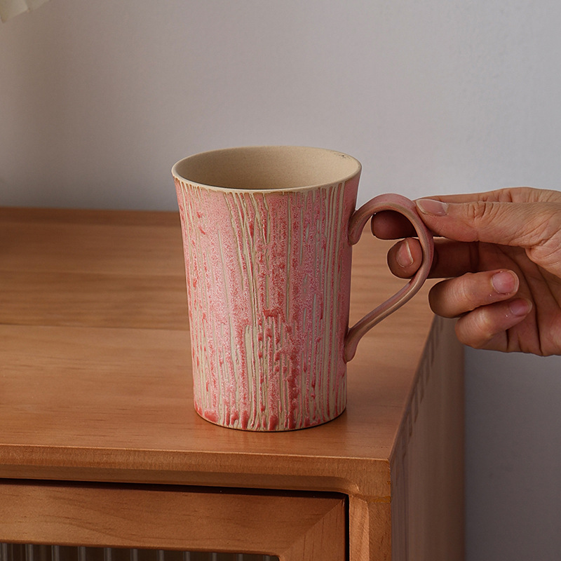 粉引拉花粗陶咖啡杯