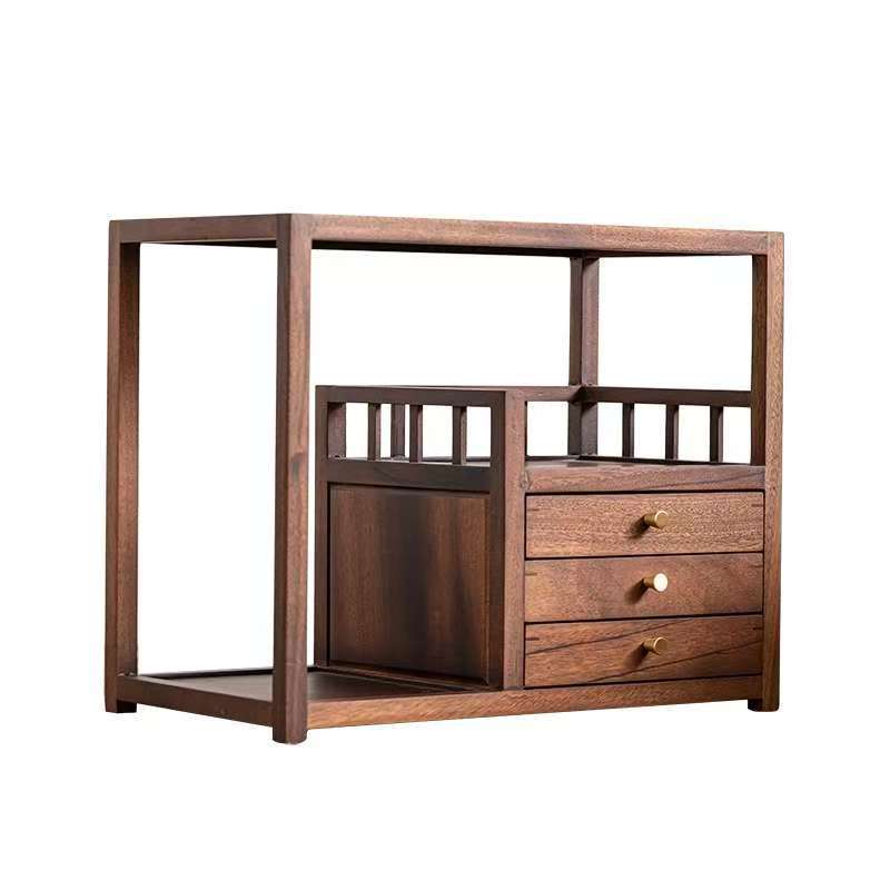 胡桃木桌面置物架