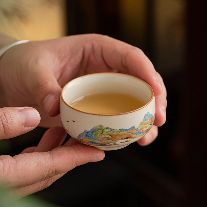 汝窯千裡江山小圓杯