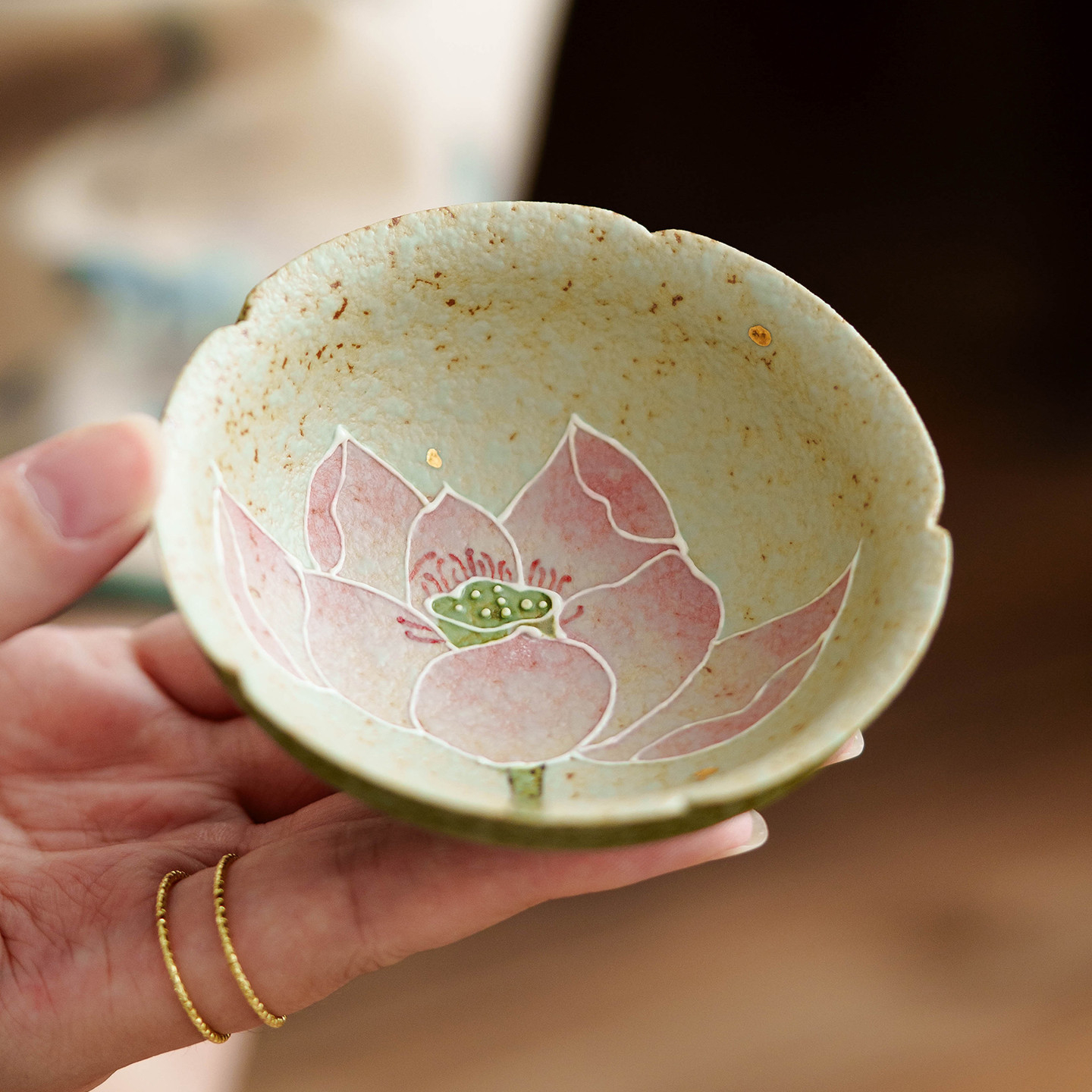 孔雀綠火石紅主人杯