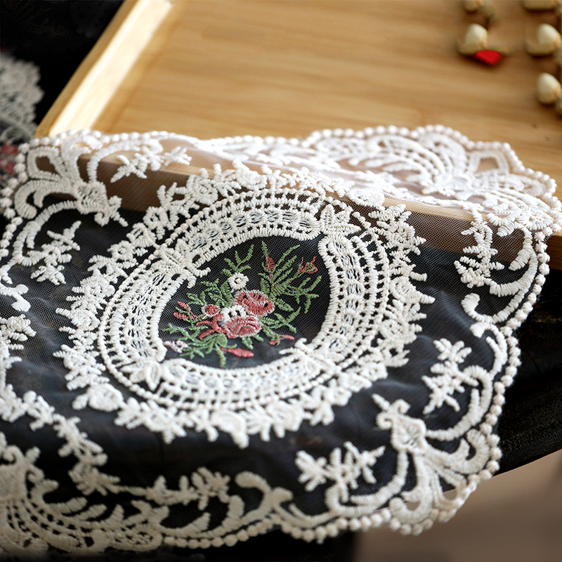 法式復古蕾絲餐墊田原刺繡