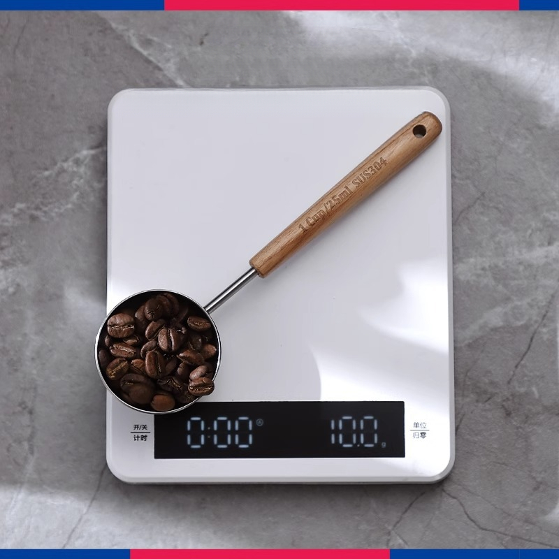 水曲柳木咖啡不鏽鋼咖啡量粉粉勺