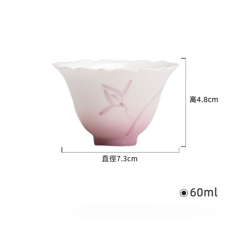 手繪蘭花漸變紫品茗杯