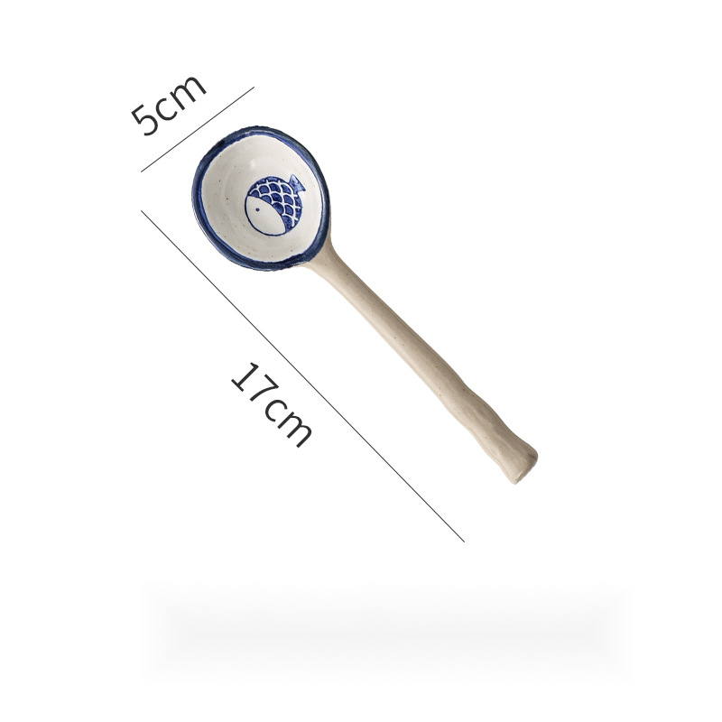 日式可愛釉下彩手繪小湯勺