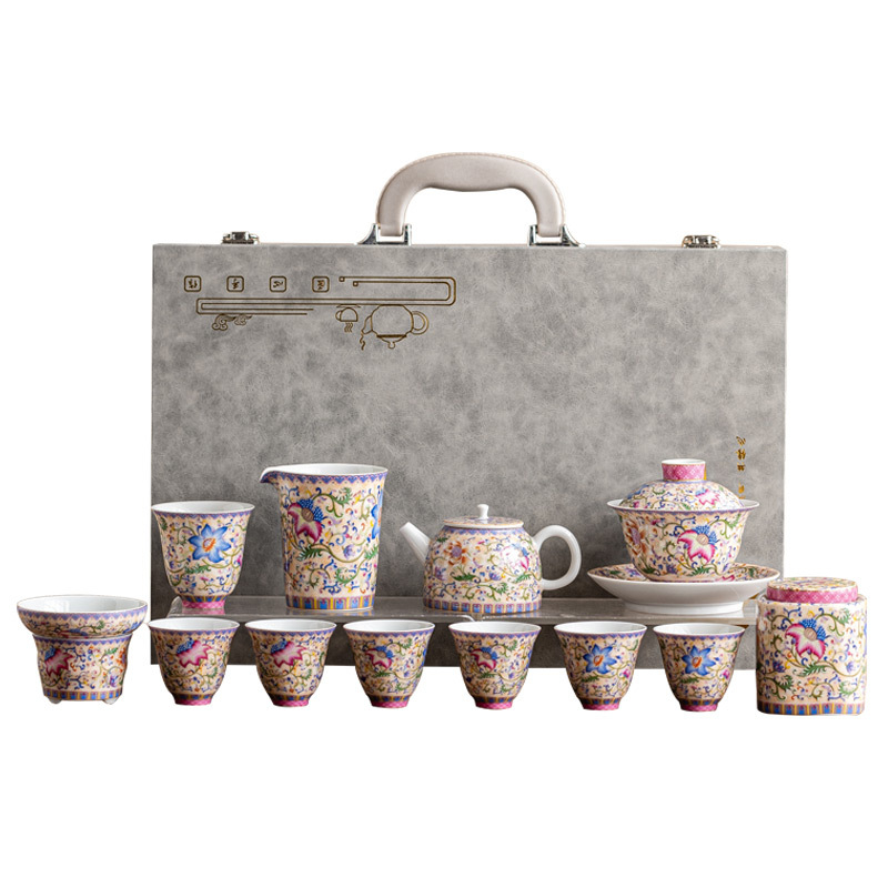 琺瑯彩茶具套裝禮盒版