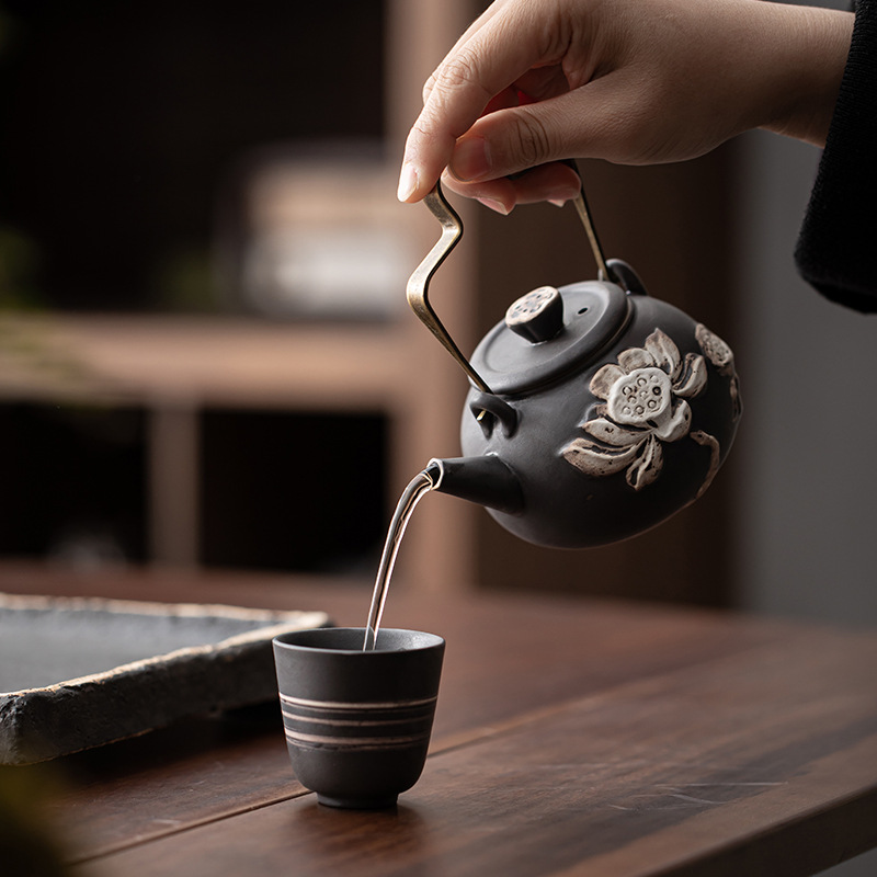 侘寂風蓮花圓韻提梁壺
