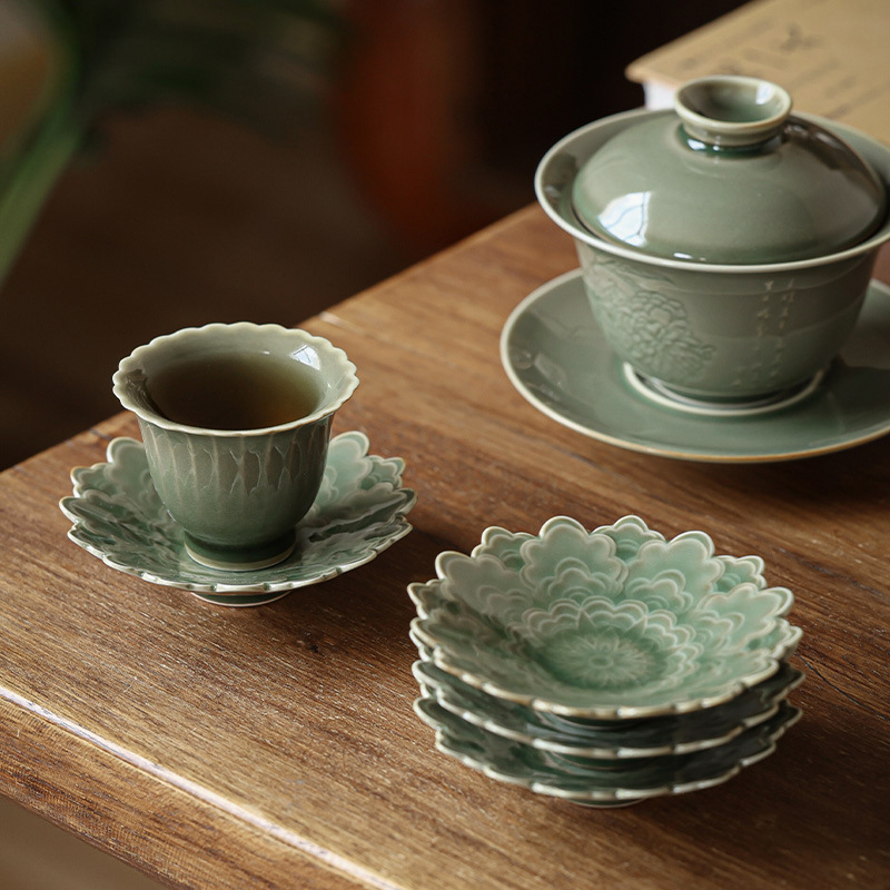 越窯青瓷茶杯墊茶托