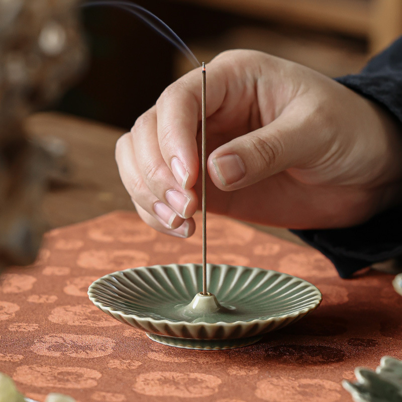 越窯青瓷線香香插香座