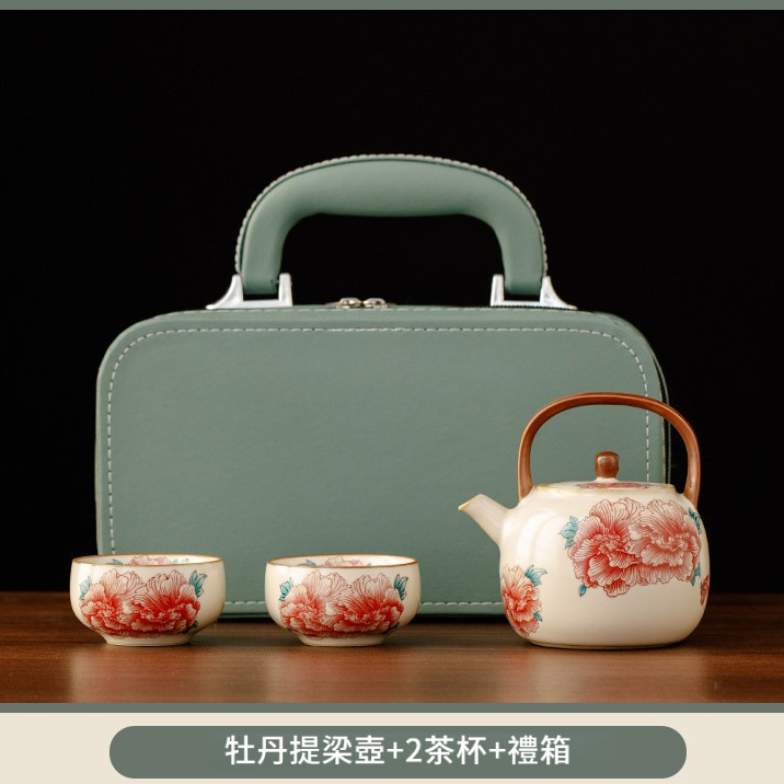 汝窯牡丹花茶具套裝