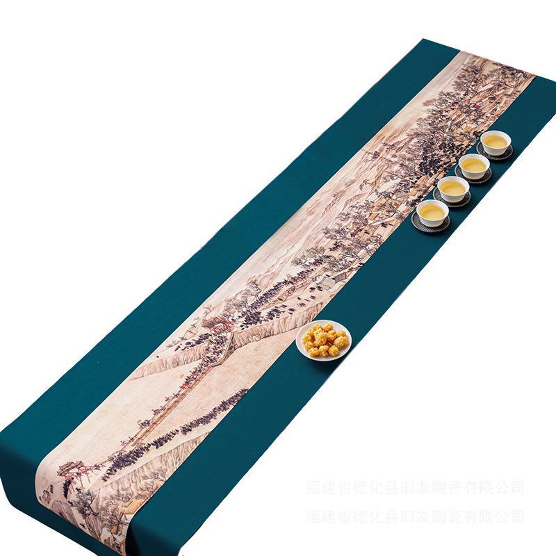 茶桌席墊禪意防水布藝茶巾桌旗墊