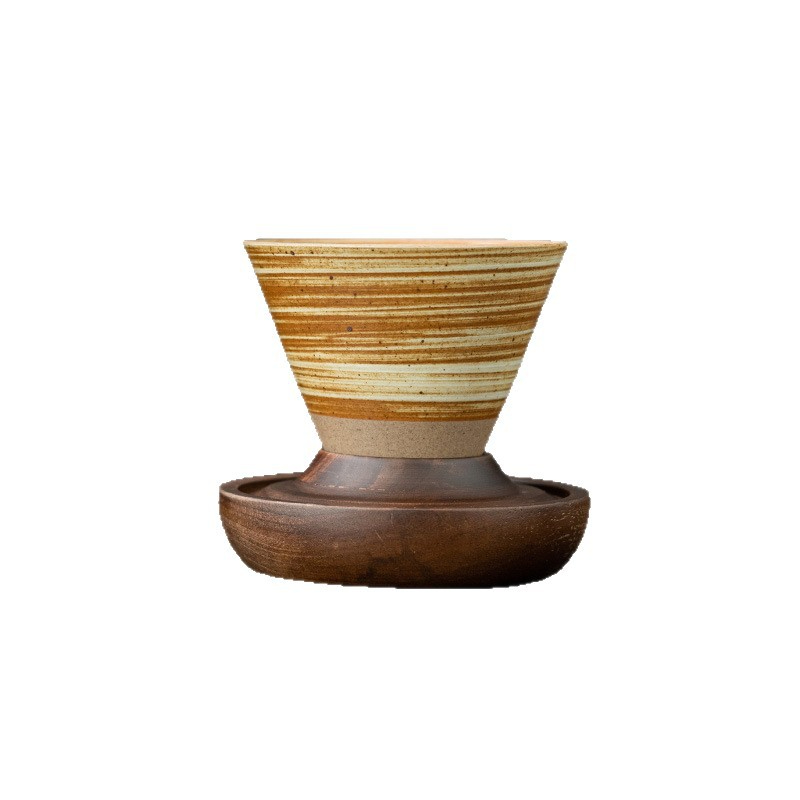 復古粗陶漏斗咖啡杯蝶