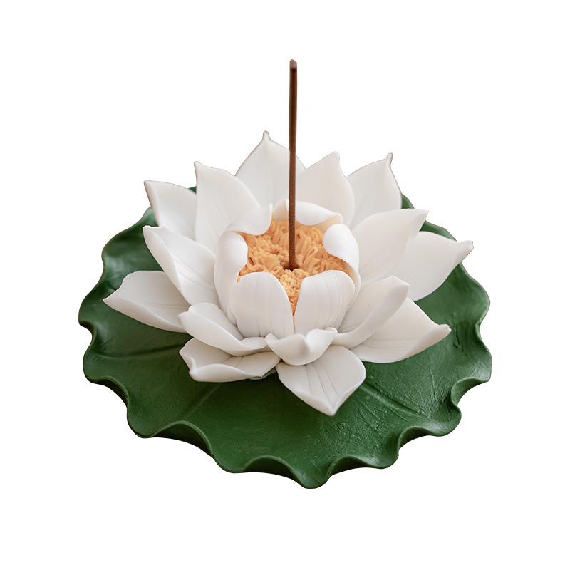 手捏蓮花陶瓷香插