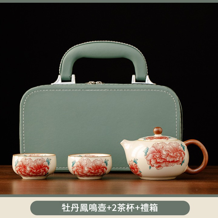 汝窯牡丹花茶具套裝