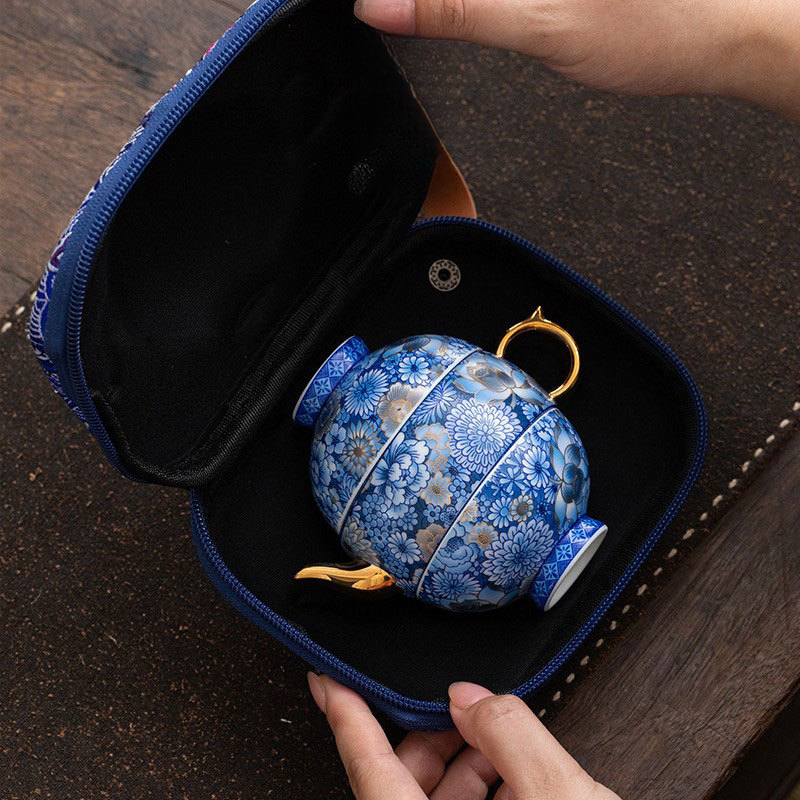 鎏金繁花宮燈旅行茶具