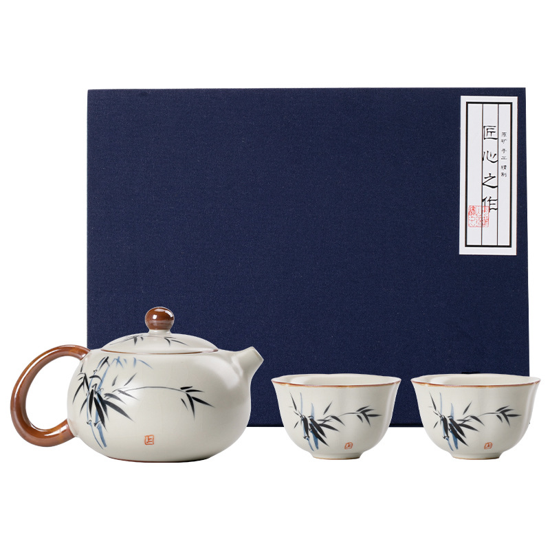 手繪竹影西施壺