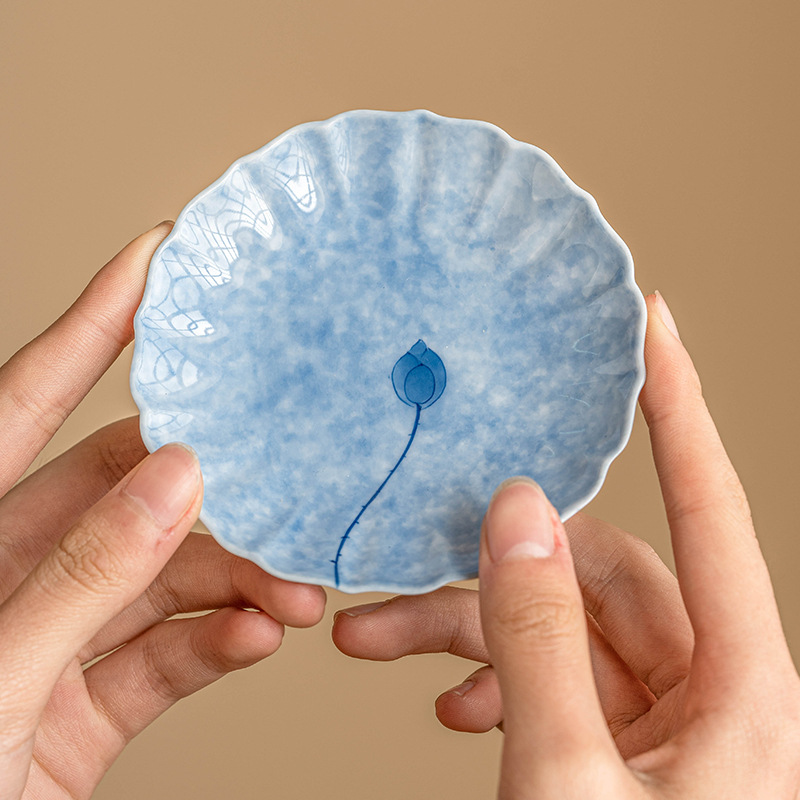 藍蓮花花邊杯墊