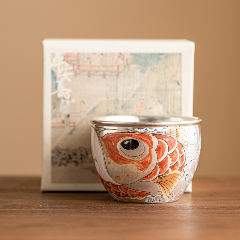 鎏銀祥龍納福水缸主人杯