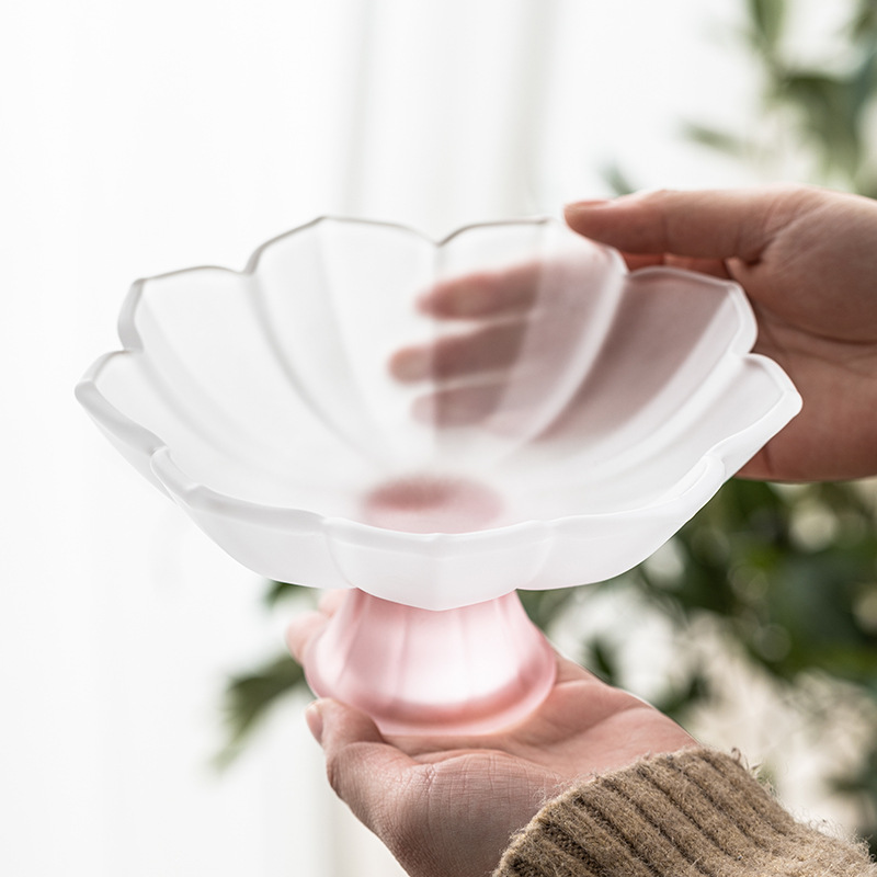 水晶琉璃高足蓮花水果盤