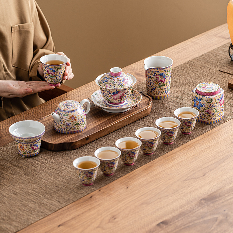 琺瑯彩茶具套裝禮盒版