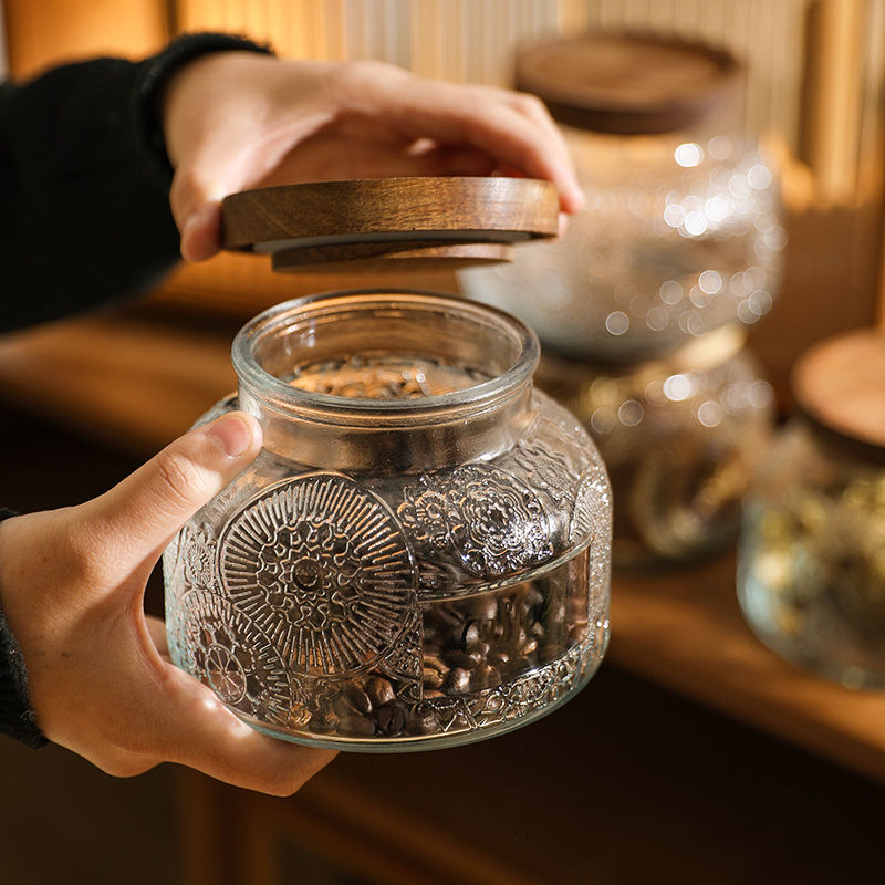 復古浮雕玻璃罐密封罐