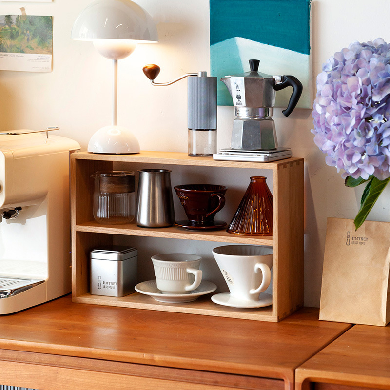 實木日式兩層杯架桌面置物架