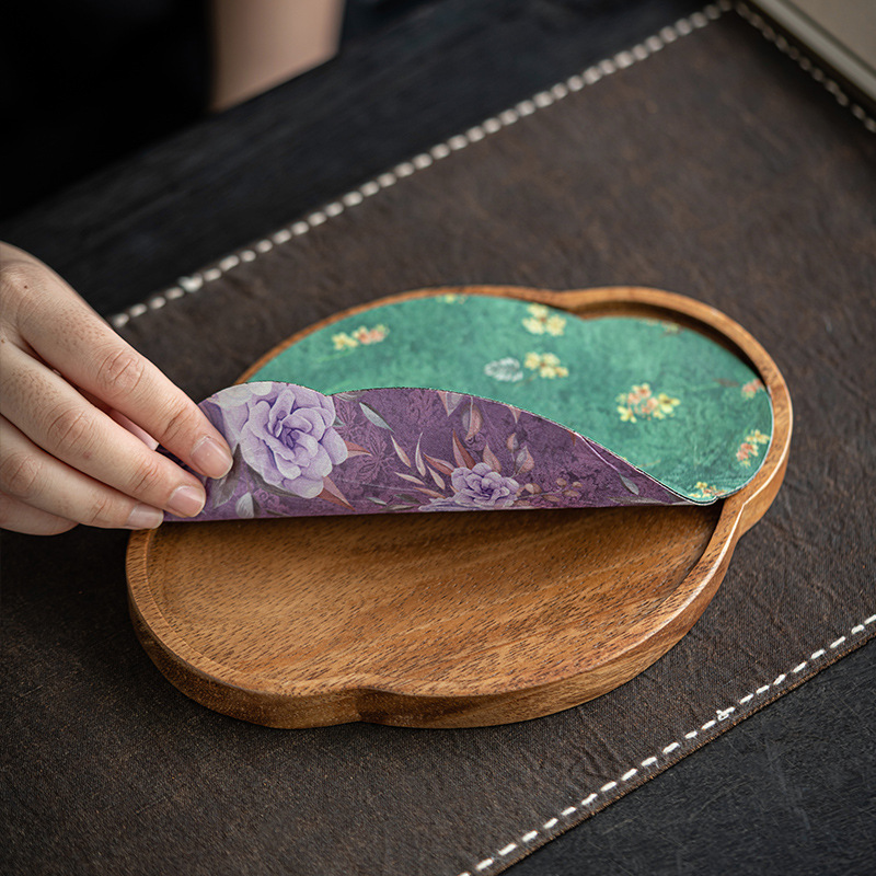 胡桃木復古風茶盤壺承