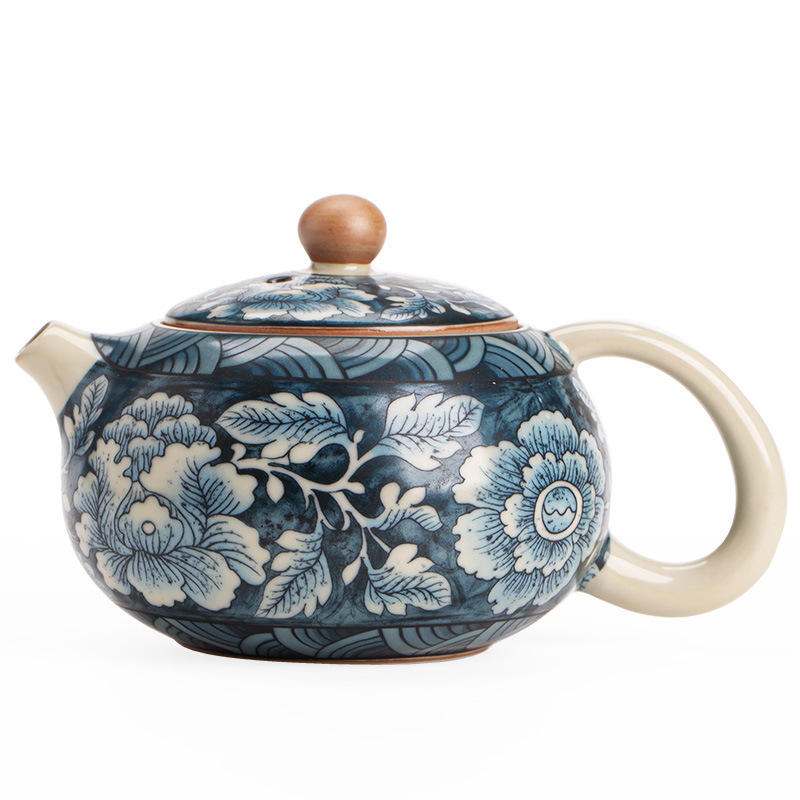 手工青花汝窑萬花西施壺