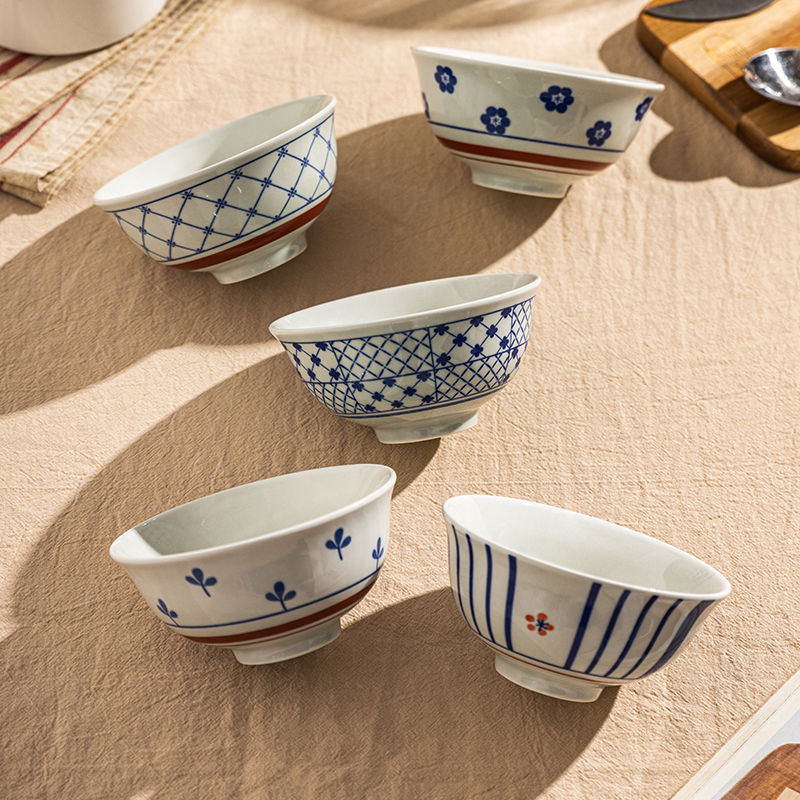 日式家用釉下彩復古斗笠碗米飯碗