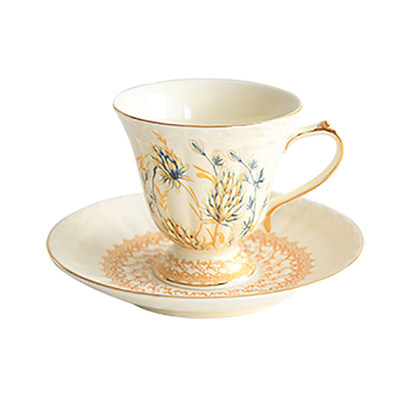 法式復古金穗描金宮廷咖啡杯碟