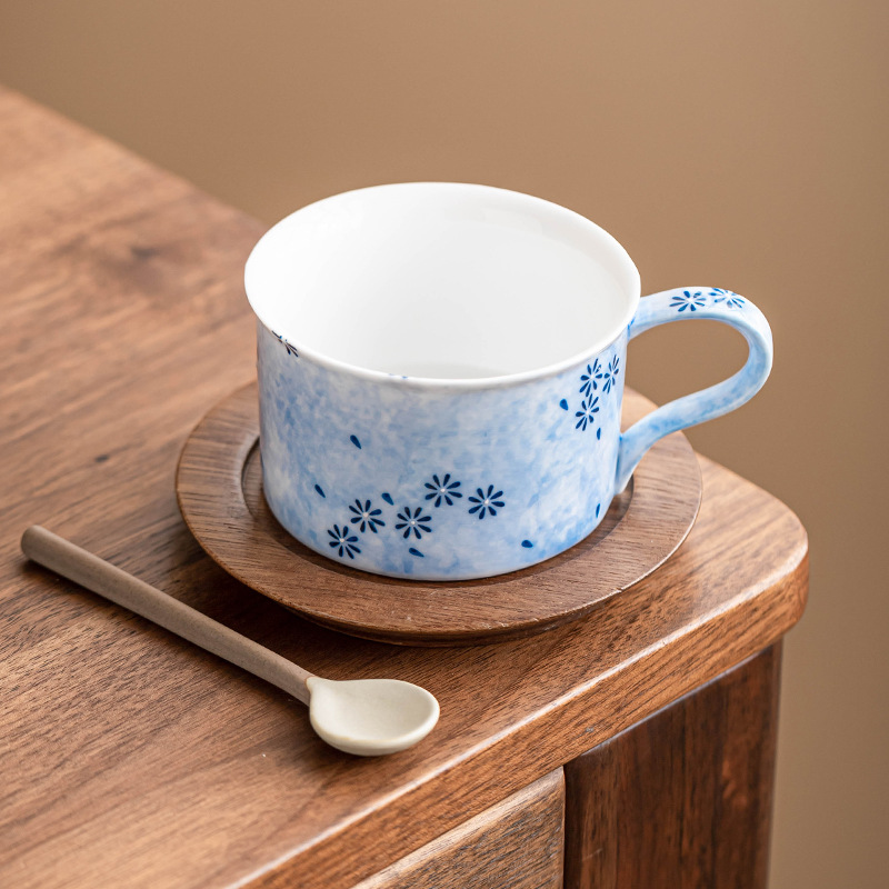 灑藍雛菊陶瓷咖啡杯碟