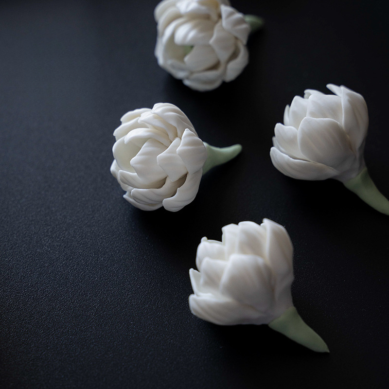 手捏陶瓷摩力花茶香插擺件擱筆架