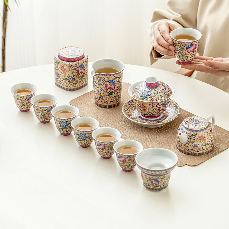 琺瑯彩茶具套裝禮盒版